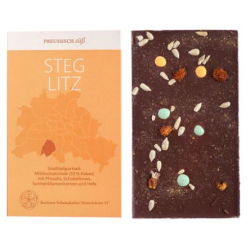 Steglitz - Milchschokolade mit Physalis, Schokolinsen, Sonnenblumenkernen und Hefe (BIO)