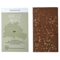 Kreuzberg - Milchschokolade mit kandiertem Ingwer, gemahlenem Sesam & Schwarzkümmel